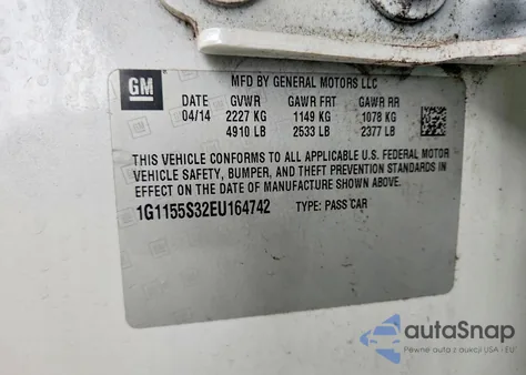 2014 Chevrolet Impala Ltz from USA, damaged, VIN 1G1155S32EU164742